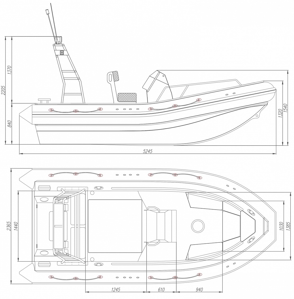 Алюминиевая лодка РИБ Trident Piton 520